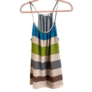 Dylan Blue Cream Green Gray Sleeveless Relaxed Flowy Blouse Tank Top Size Large